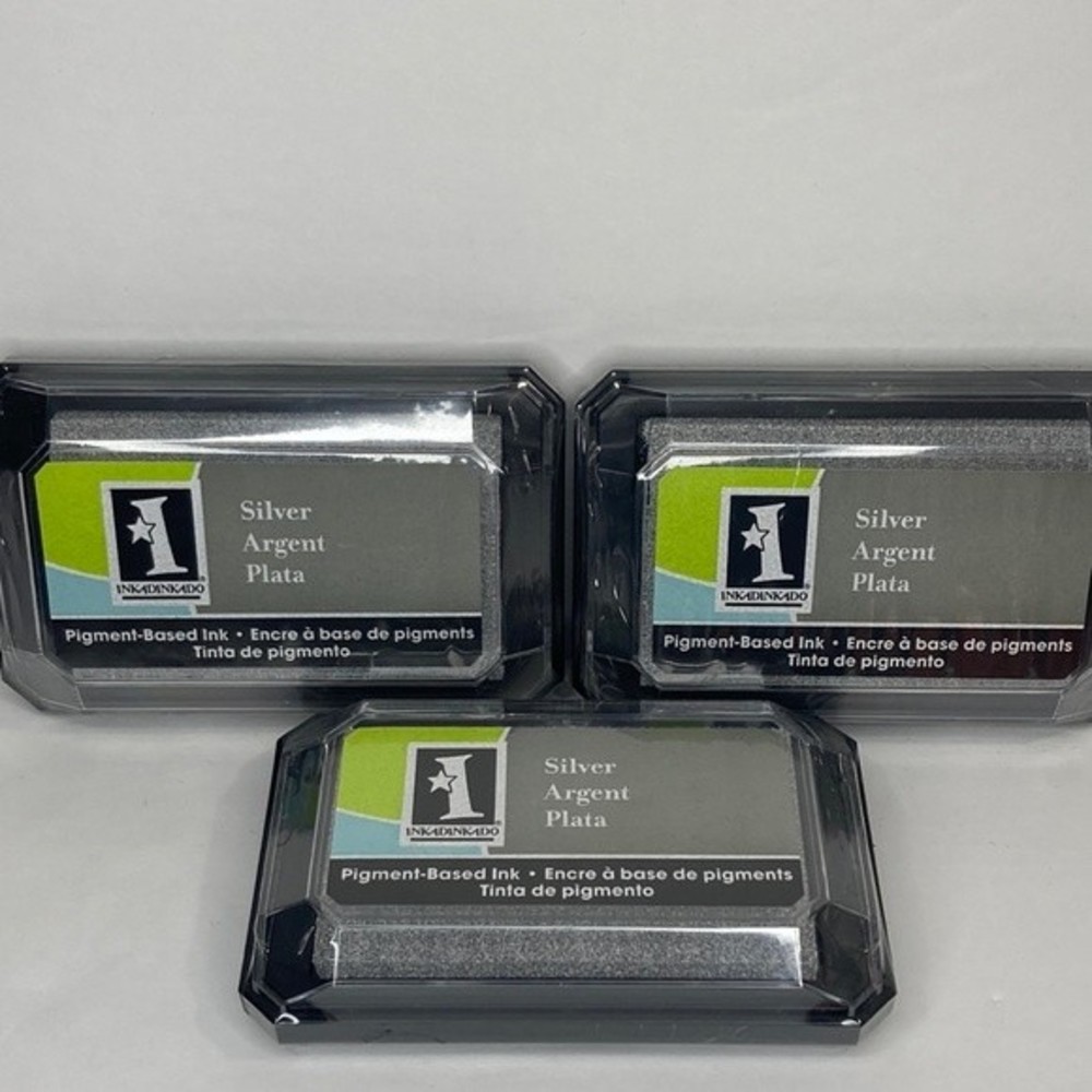 Inkadinkado Pigment Based Ink Stamp Pad Silver Set of 3 Crafts